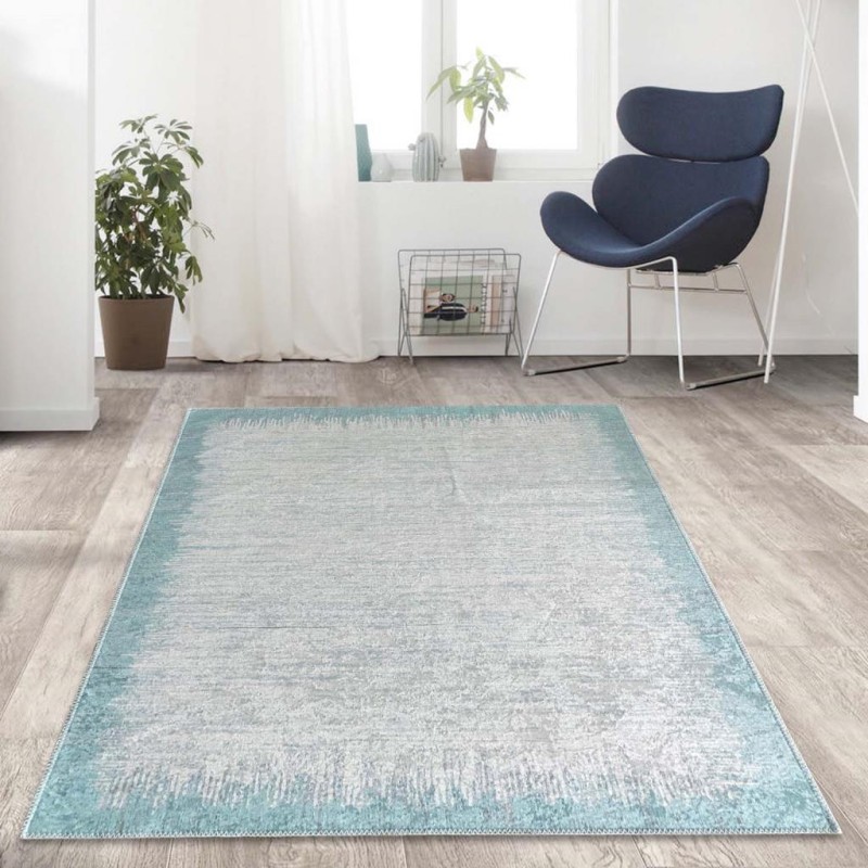 Modern yağmur bordür desenli Salon Mutfak Oda HalısıTurkuaz Beyaz Halı Kaymaz Yıkanabilir Modern yağmur bordür desenli Salon Mutfak Oda HalısıTurkuaz Beyaz Halı Kaymaz Yıkanabilir