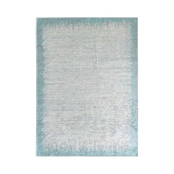 Modern yağmur bordür desenli Salon Mutfak Oda HalısıTurkuaz Beyaz Halı Kaymaz Yıkanabilir