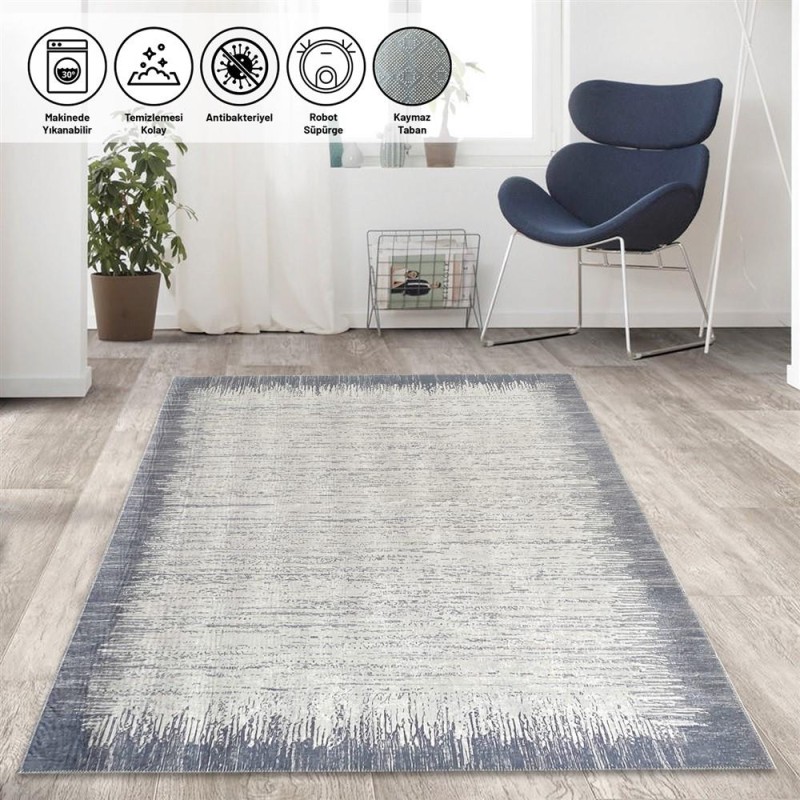 Modern abstrak yağmur bordür desenli Gri Beyaz Halı Kaymaz Taban Makinada Yıkanabilir Modern abstrak yağmur bordür desenli Gri Beyaz Halı Kaymaz Taban Makinada Yıkanabilir
