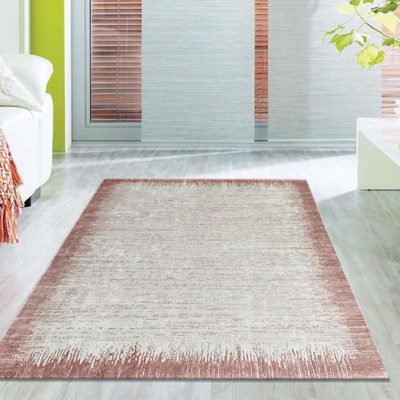 Modern abstrak yağmur bordür desenli Rose Beyaz Halı Kaymaz Yıkanabilir Modern abstrak yağmur bordür desenli Rose Beyaz Halı Kaymaz Yıkanabilir