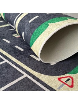 Çocuk Bebek odası eğitici oyun Halısı Trafik temalı Sarı Gri Halı Kaymaz Taban Yıkanabilir