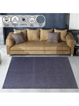 Modern Şönil Dokuma Halı Salon Halısı Kaymaz Tabanlı Koyu Gri Halı