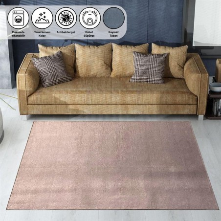 Modern Şönil Dokuma Kaymaz Tabanlı düz Pudra Rose Halı Modern Şönil Dokuma Kaymaz Tabanlı düz Pudra Rose Halı