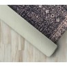 Modern Klasik Eskitme İran tarzı desenli Siyah Rose Halı Kaymaz Taban Makinada Yıkanabilir
