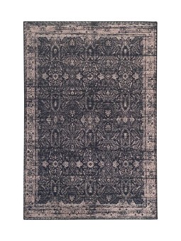Modern Klasik Eskitme İran tarzı desenli Siyah Rose Halı Kaymaz Taban Makinada Yıkanabilir