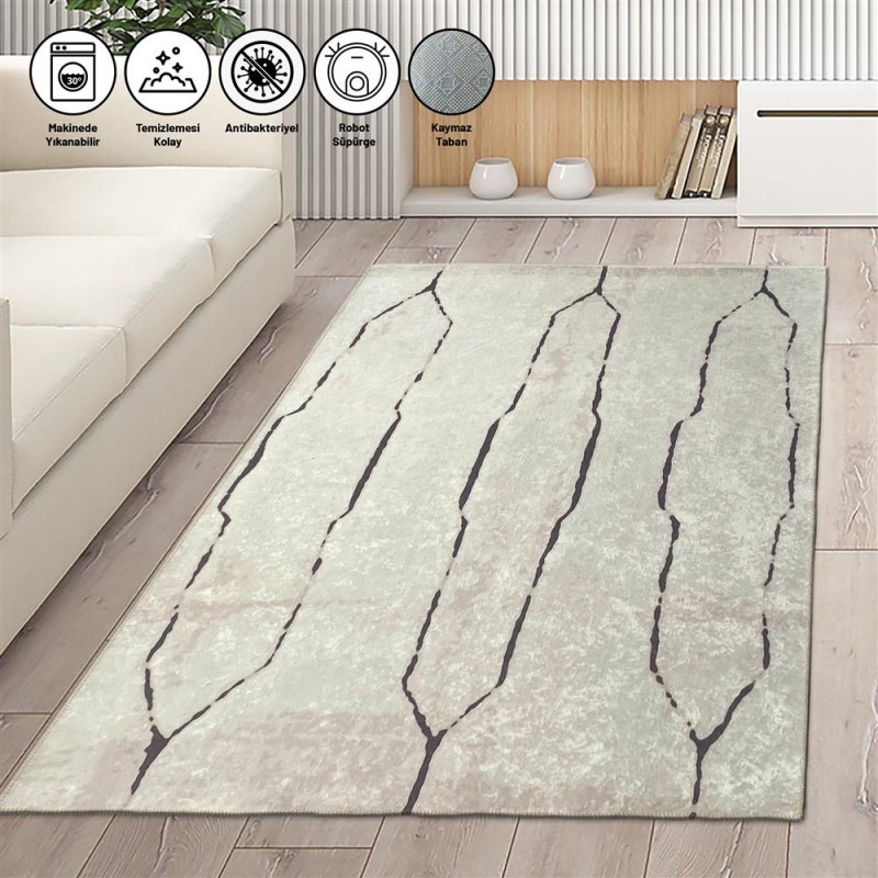 İskandinav Çizgi desenli Krem Renkli Modern Halı Kaymaz Taban Makinada Yıkanabilir İskandinav Çizgi desenli Krem Renkli Modern Halı Kaymaz Taban Makinada Yıkanabilir
