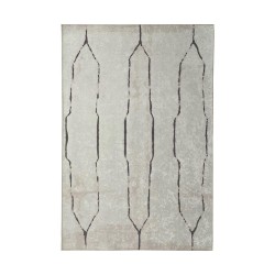  İskandinav Çizgi desenli Krem Renkli Modern Halı Kaymaz Taban Makinada Yıkanabilir