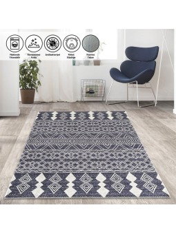 Marokan tarzı Salon Halısı otantik kilim desenli Koyu Gri Halı Kaymaz Taban Makinada Yıkanabilir