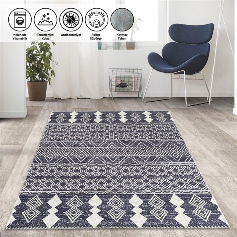 Marokan tarzı Salon Halısı otantik kilim desenli Koyu Gri Halı Kaymaz Taban Makinada Yıkanabilir Marokan tarzı Salon Halısı otantik kilim desenli Koyu Gri Halı Kaymaz Taban Makinada Yıkanabilir