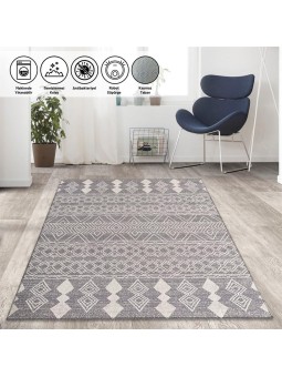 Marokan tarzı Salon Halısı otantik kilim desenli Açık Gri Halı Kaymaz Taban Makinada Yıkanabilir