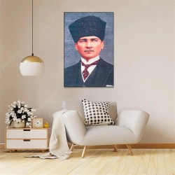 Dekoratif Sünger dolgulu Duvar Halısı ATATÜRK Kalpak Portre 80x120 cm