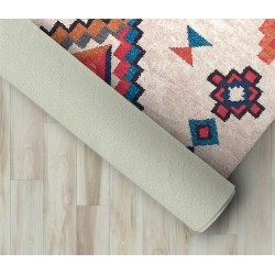  İskandinav otantik kilim desenli Krem Renkli Modern Halı Kaymaz Taban Makinada Yıkanabilir