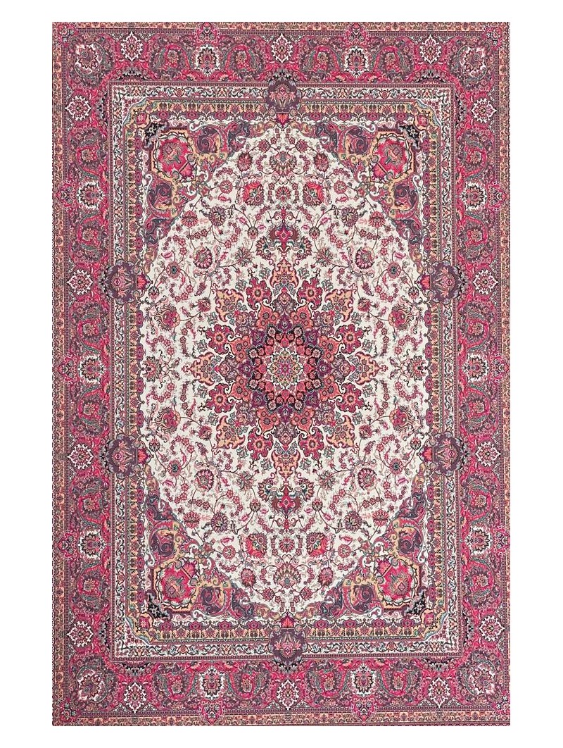 Bambu Halı Salon Halısı Post Pelüş Halı Klasik desenli Pembe Halı  