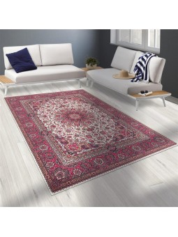 Bambu Halı Salon Halısı Post Pelüş Halı Klasik desenli Pembe Halı  