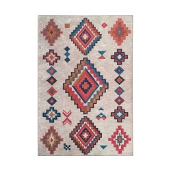  İskandinav otantik kilim desenli Krem Renkli Modern Halı Kaymaz Taban Makinada Yıkanabilir