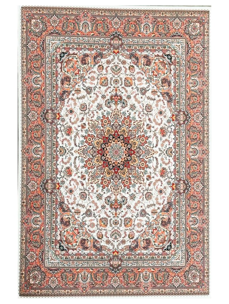 Bambu Halı Salon Halısı Post Pelüş Halı Klasik desenli Krem Halı