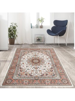 Bambu Halı Salon Halısı Post Pelüş Halı Klasik desenli Krem Halı