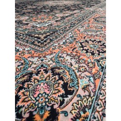 Bambu Halı Salon Halısı Post Pelüş Halı Klasik desenli Siyah Turuncu Halı  