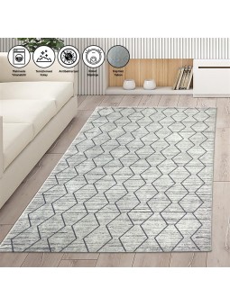 İskandinav baklava desen Salon Oda Mutfak Halısı Krem Pudra Rose Halı Kaymaz Yıkanabilir