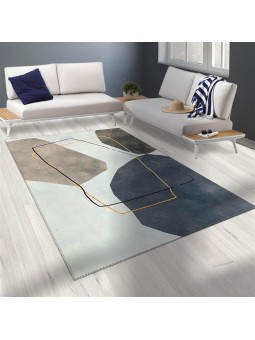 Bambu Halı Salon Halısı Post Pelüş Halı Abstrak Geometrik desenli Krem tonlarda
