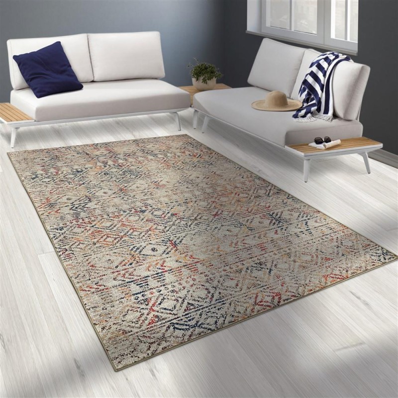 Modern Şönil Dokuma Eskitme İskandinav desenli Bej tonlarda Halı Modern Şönil Dokuma Eskitme İskandinav desenli Bej tonlarda Halı