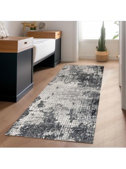 Dijital Baskı Kaymaz Taban Yıkanabilir Kesme Yolluk Oda Salon Mutfak Modern Gri Halı
