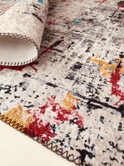 Dijital Baskı Kaymaz Taban Yıkanabilir Kesme Yolluk Oda Salon Mutfak Modern Çok Renkli Halı
