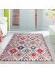 El dokuma yün Kilim görünümlü Bej Krem Halı Kaymaz Yıkanabilir