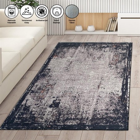 Modern Abstrak Klasik Eskitme desenli Siyah Gri Halı Kaymaz Taban Makinada Yıkanabilir Modern Abstrak Klasik Eskitme desenli Siyah Gri Halı Kaymaz Taban Makinada Yıkanabilir