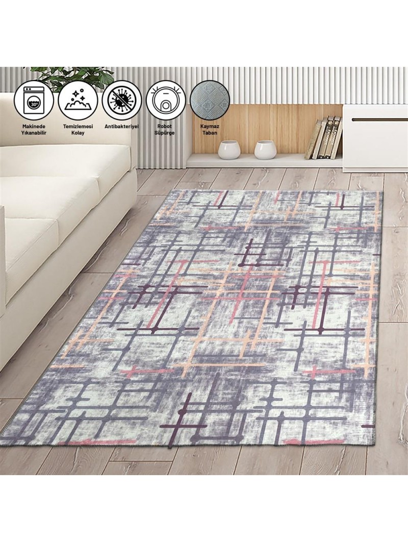 Modern Abstrak Çizgi desenli Salon Mutfak Oda Halısı Karışık renkli Halı Kaymaz Yıkanabilir