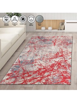 Modern Abstrak Çizgi karma desenli Salon Oda Mutfak Halısı Kırmızı Halı Kaymaz Yıkanabilir