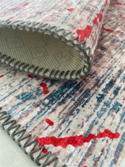 Modern Abstrak Çizgi karma desenli Salon Oda Mutfak Halısı Kırmızı Halı Kaymaz Yıkanabilir