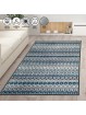 Modern İskandinav Kilim desenli Salon Mutfak Oda Halısı Mavi Gri Halı Kaymaz Yıkanabilir