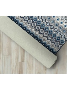 Modern İskandinav Kilim desenli Salon Mutfak Oda Halısı Mavi Gri Halı Kaymaz Yıkanabilir